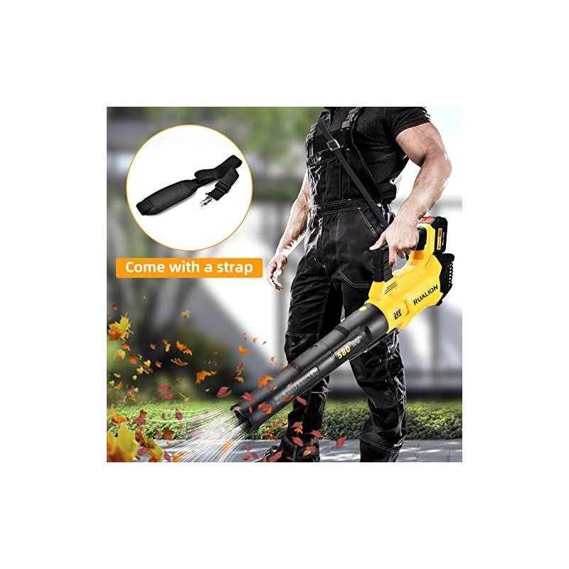 RUALION Cordless Leaf Blower Electric Leaf Blower Battery Powered 580CFM 3-Speed Dial Electric Battery Blower with 2 * 20V 3.0Ah Battery for Lawn - Image 3