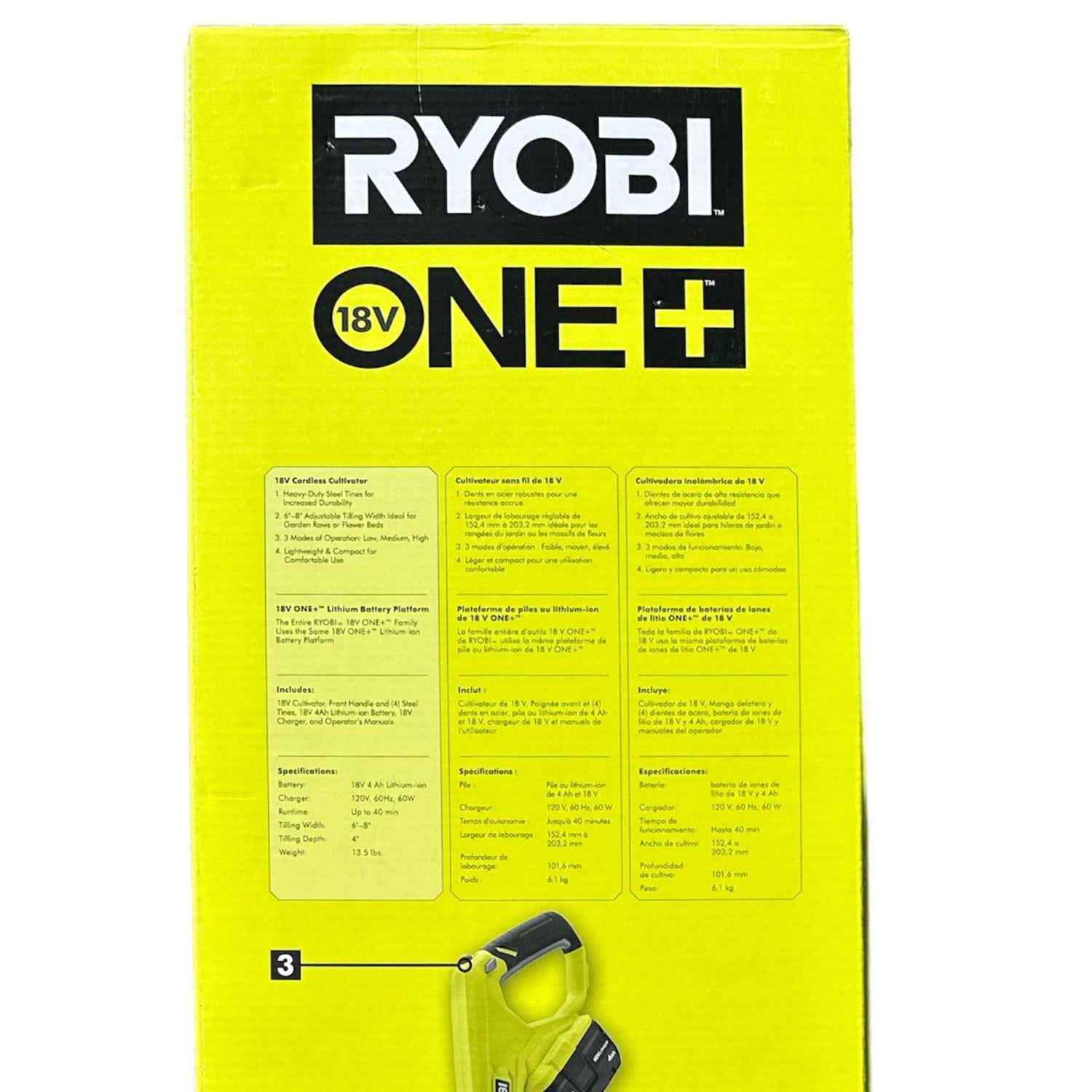 Ryobi ONE+ 18V 8 in. Cordless Cultivator with 4.0 Ah Battery and Charger - Image 5
