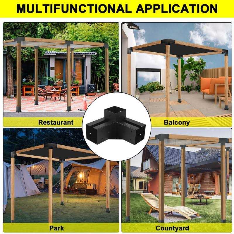 Pergola Gazebo Brackets-Kit 4x4 Yzzwer 3-Way DIY Pergola Right Angle Corner Bracket for Wood Beams - Image 3