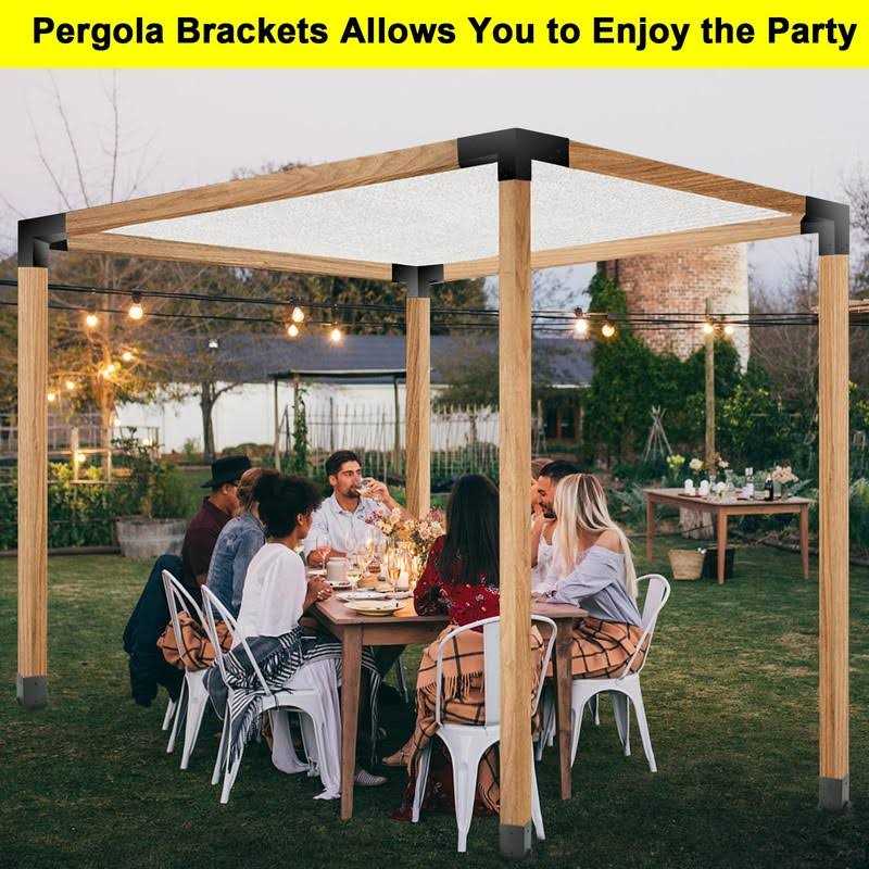 Pergola Gazebo Brackets-Kit 4x4 Yzzwer 3-Way DIY Pergola Right Angle Corner Bracket for Wood Beams - Image 4