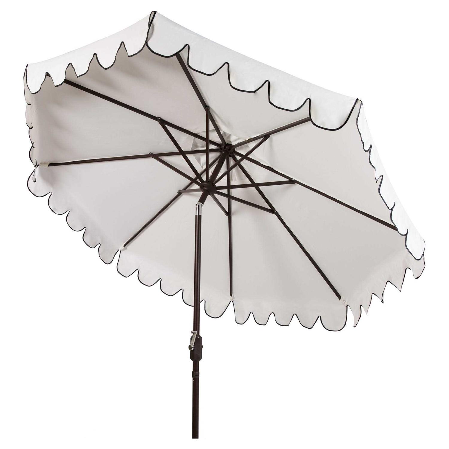 Safavieh Venice Single Scallop 9Ft Crank Outdoor Push Button Tilt Umbrella - Image 3