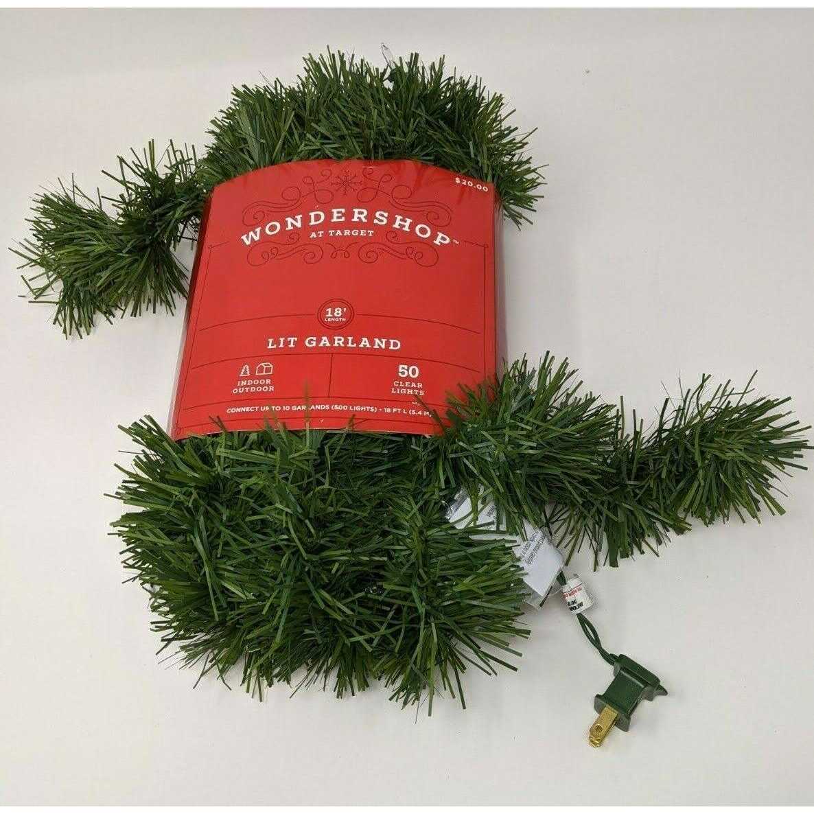 Wondershop 18' Pre-Lit Artificial Pine Christmas Garland Green with Clear Lights - Image 3