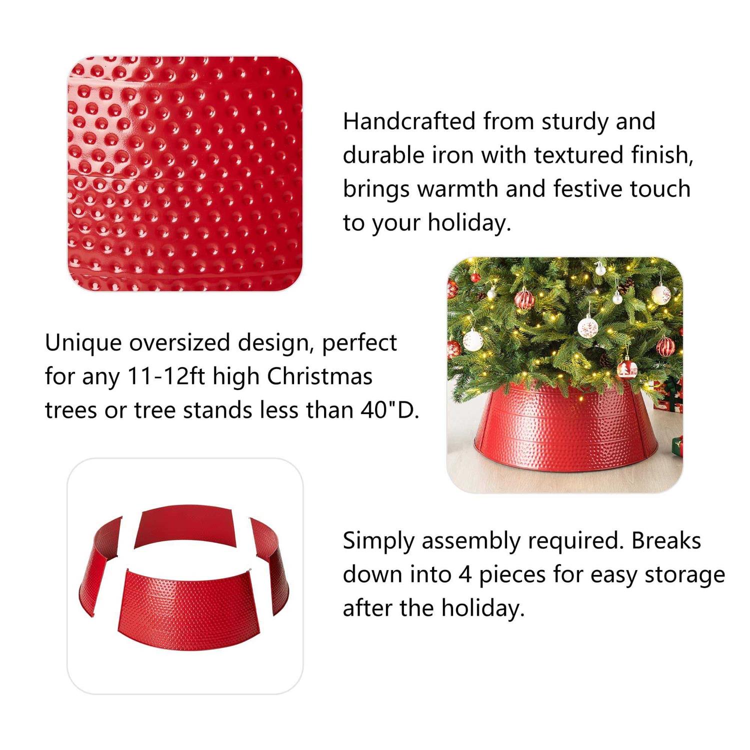 Christmas Hammered Metal Tree Collar Glitzhome - Image 4