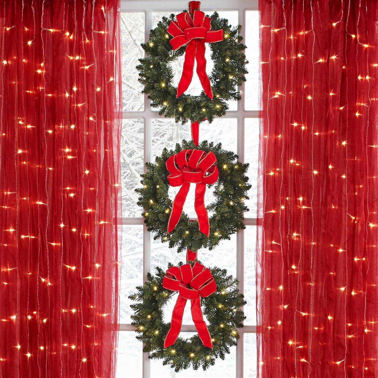 BrylaneHome Set Of 3 Cordless Pre-Lit Mini Christmas Wreaths - Image 3