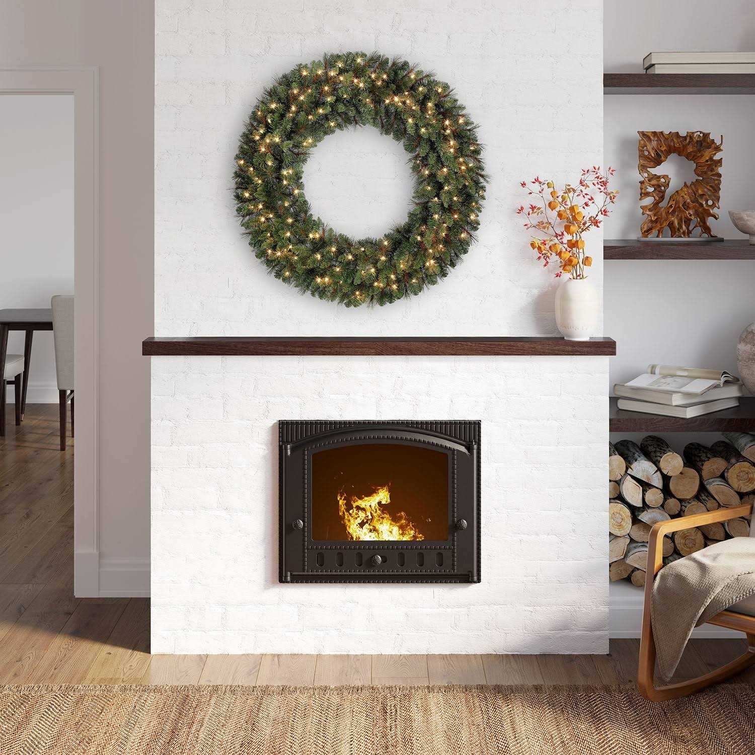 Holiday Living Pre-lit Outdoor Green Scottsdale Pine Artificial Christmas Wreath GD40M3A27C04 - Image 2