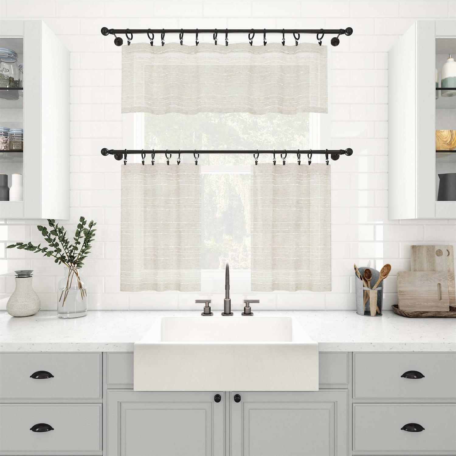 Clean Window Textured Slub Stripe Anti-Dust Curtain - Image 3