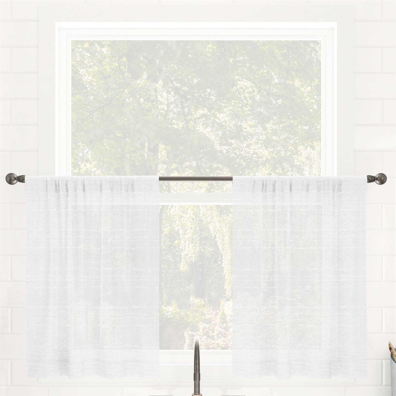 Clean Window Textured Slub Stripe Anti-Dust Curtain - Image 4