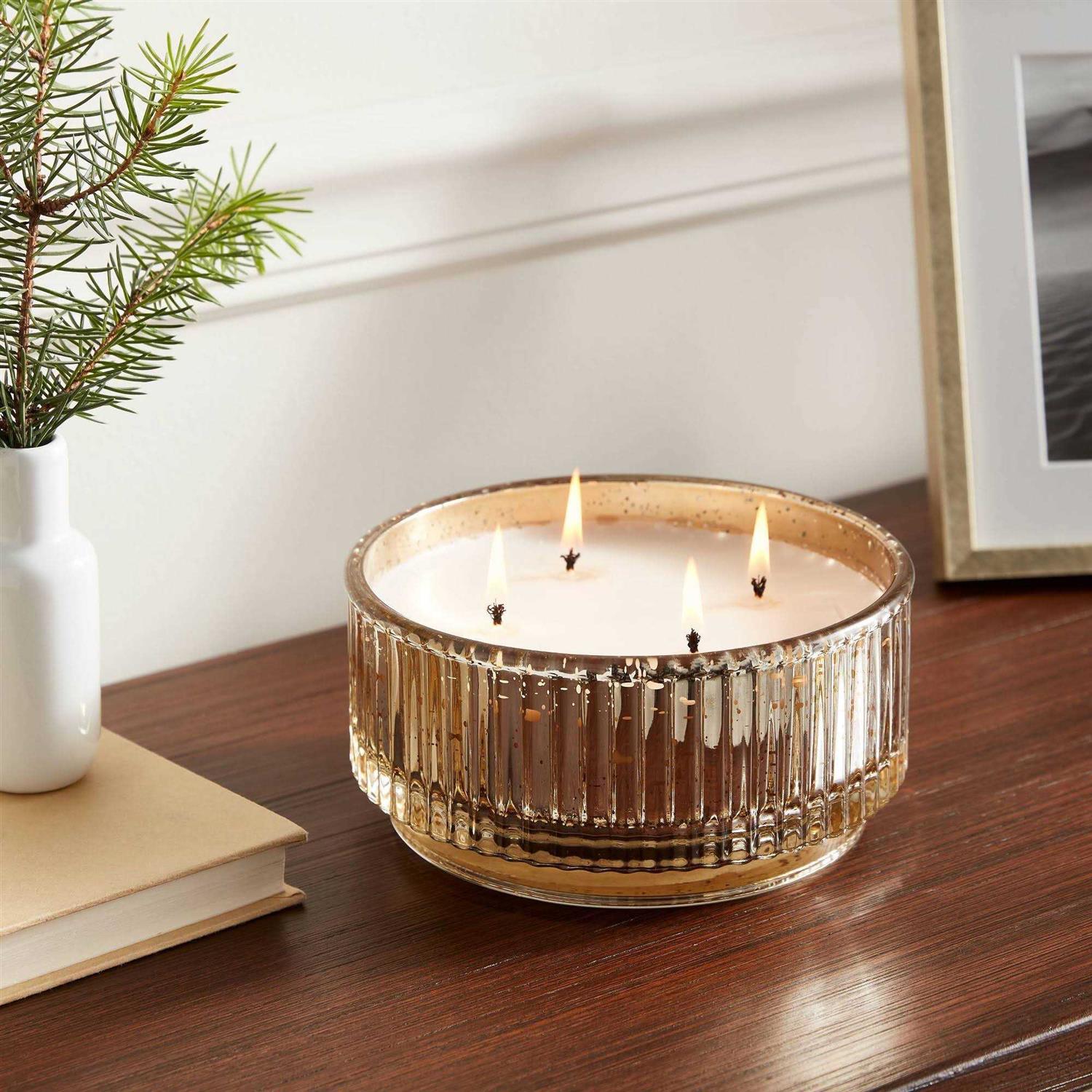 Threshold Ribbed Mercury Glass Footed Jar Candle - Image 3