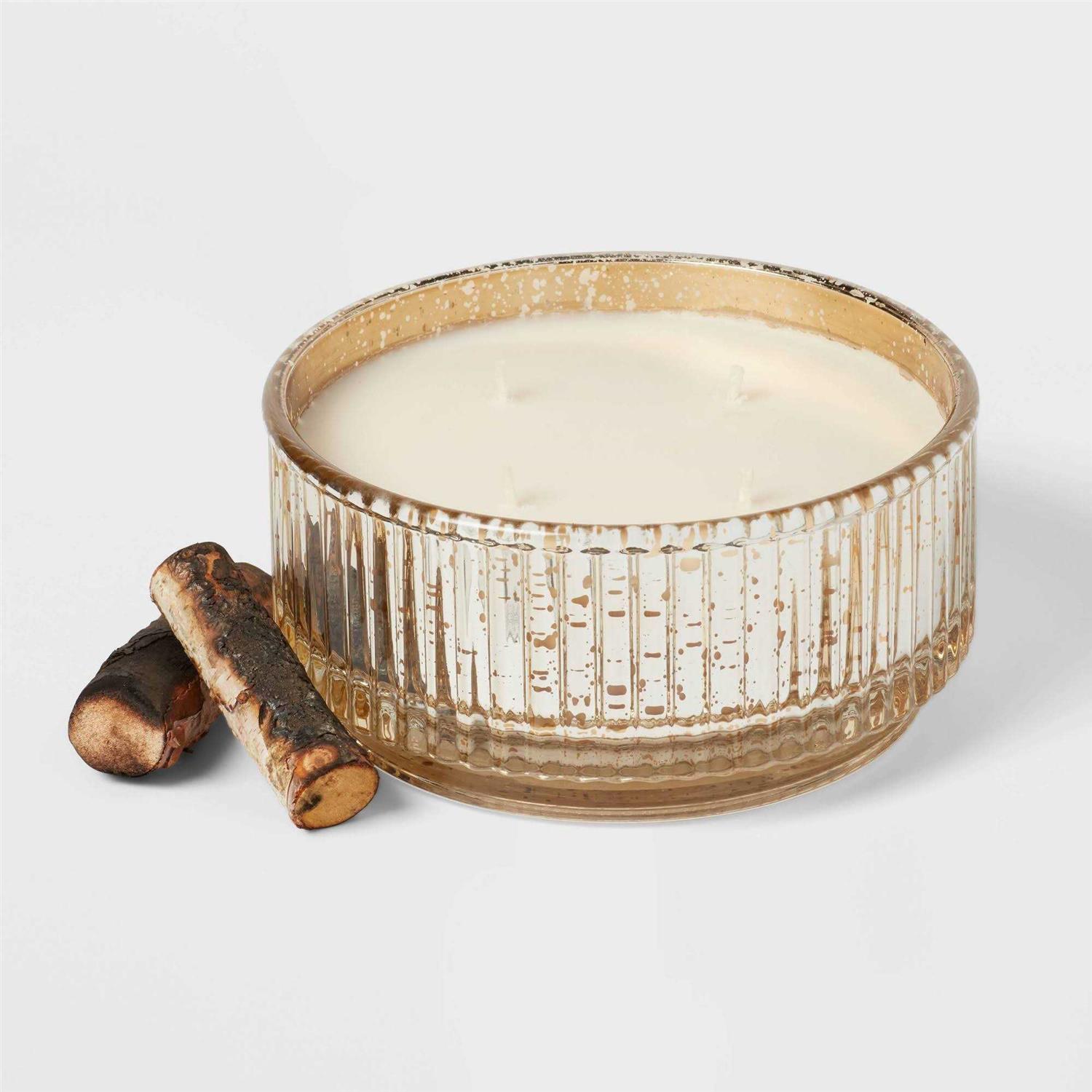 Threshold Ribbed Mercury Glass Footed Jar Candle - Image 4