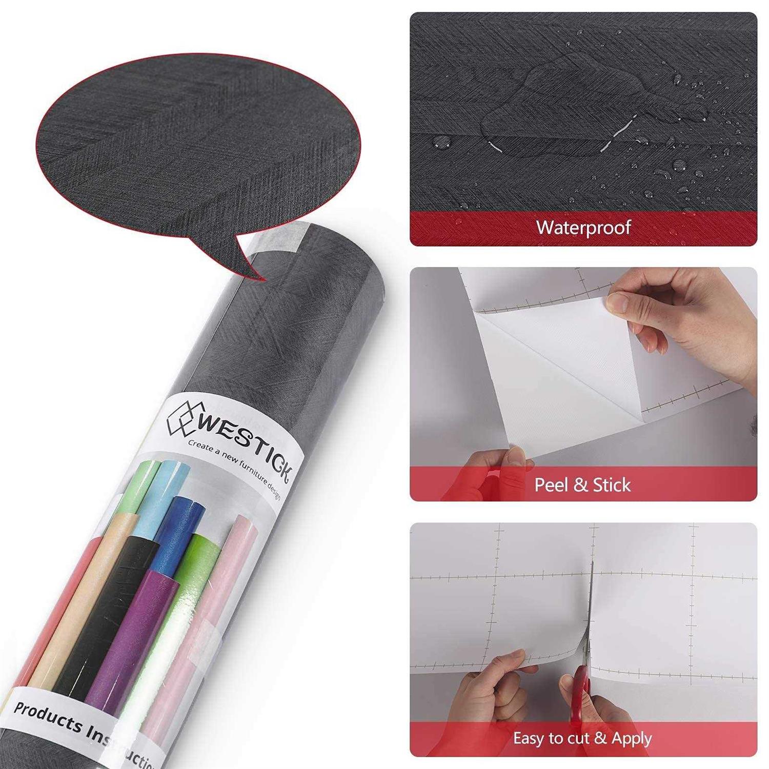 Westick Wallpaper Peel And Stick Black Contact Paper for Countertops Wood Paper Vinyl Countertop Peel - Image 5
