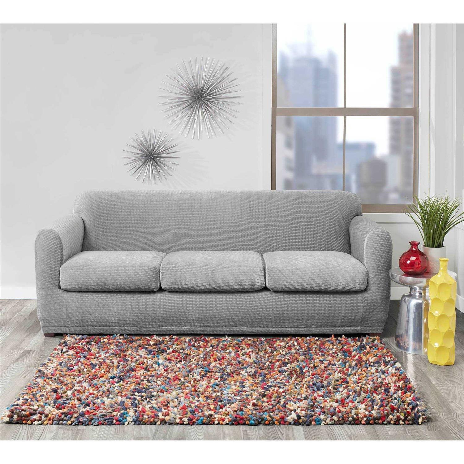 Sure Fit Stretch Modern Block 3 Seat Sofa Slipcover - Image 4