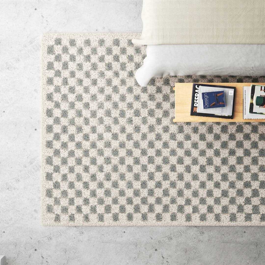 Walker Checkered Cream Shag Area Rug AllModern Rug - Image 5