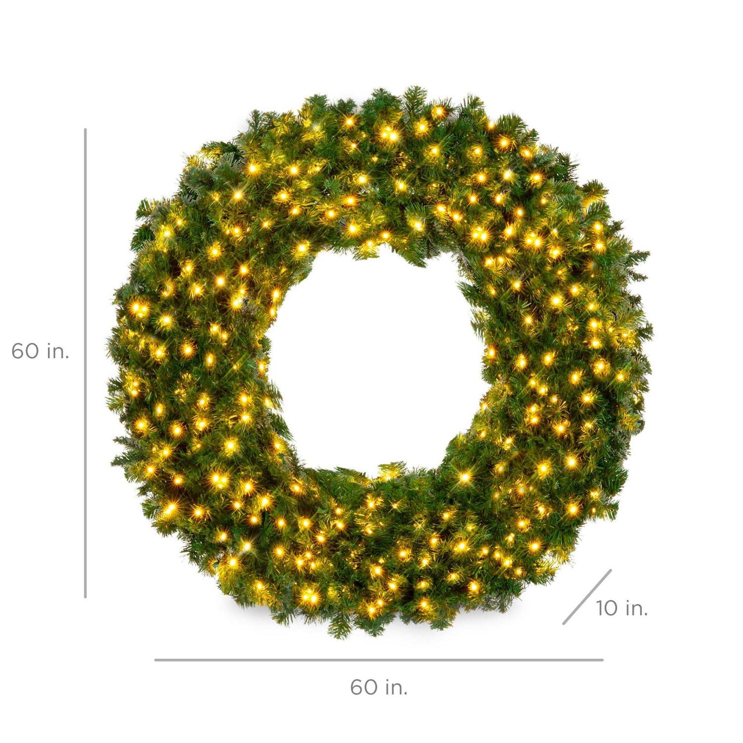 Best Choice Products Artificial Pre-Lit Fir Christmas Wreath Decoration w LED Lights - Image 5