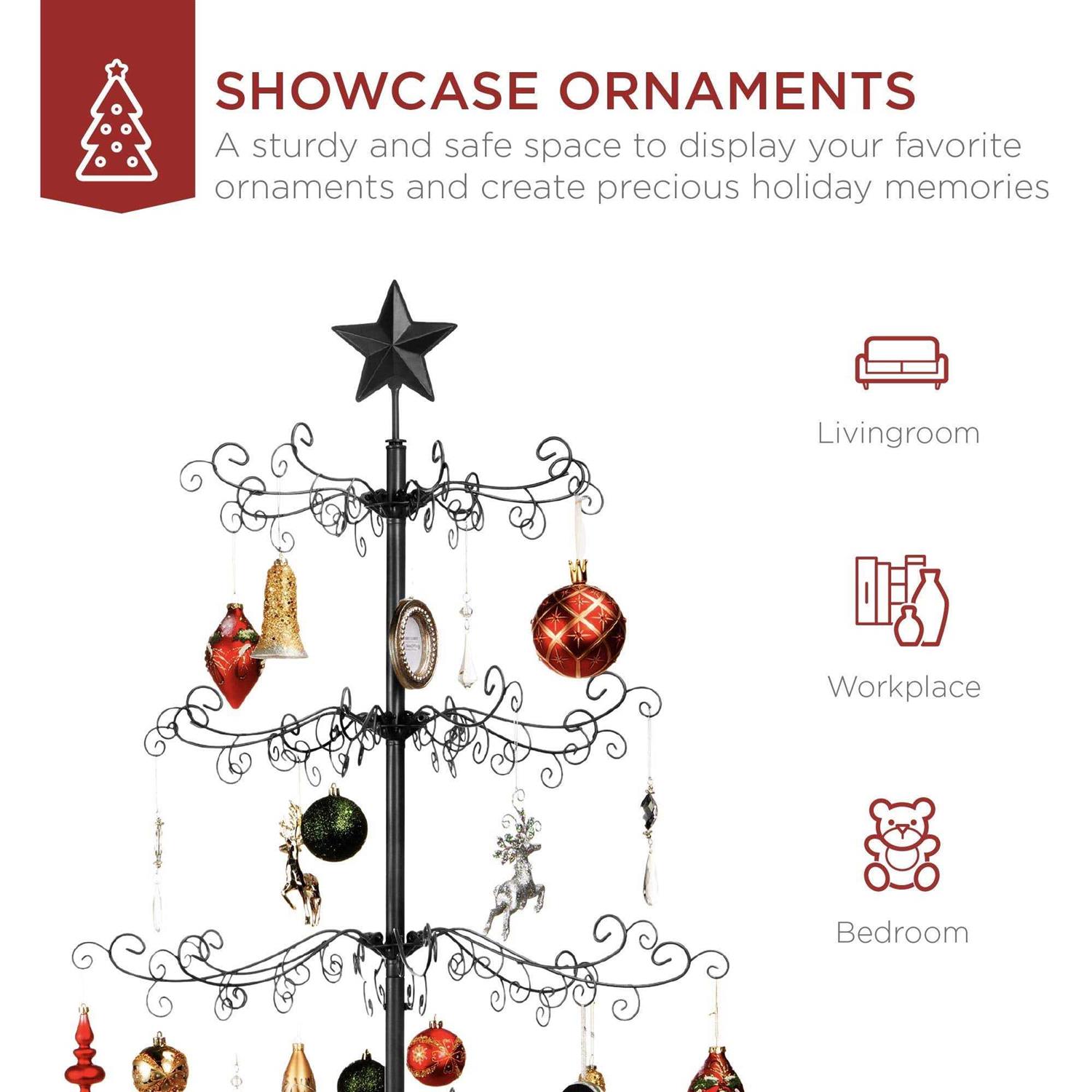 Best Choice Products 6ft Wrought Iron Ornament Display Christmas Tree w/ Easy Assembly - Image 4