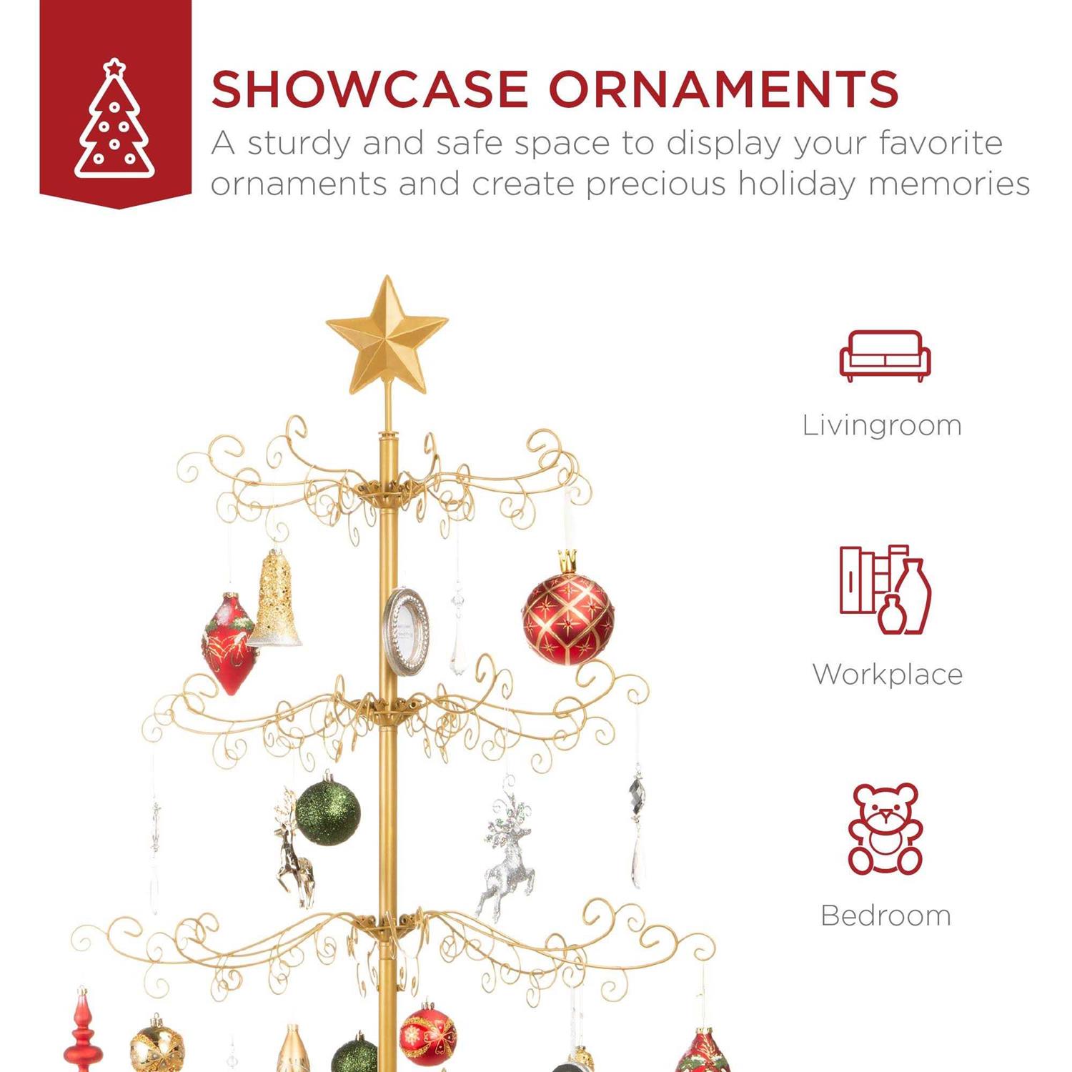 Best Choice Products 6ft Wrought Iron Ornament Display Christmas Tree w/ Easy Assembly - Image 4