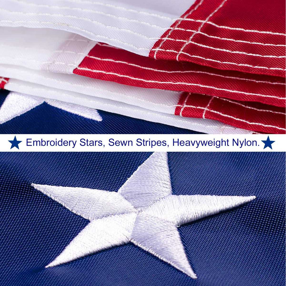 Vipper American Flag 3x5 Ft Outdoor Usa Heavy Duty Nylon US Flags with Embroidered Stars, Sewn Stripes and Brass Grommets - Image 3
