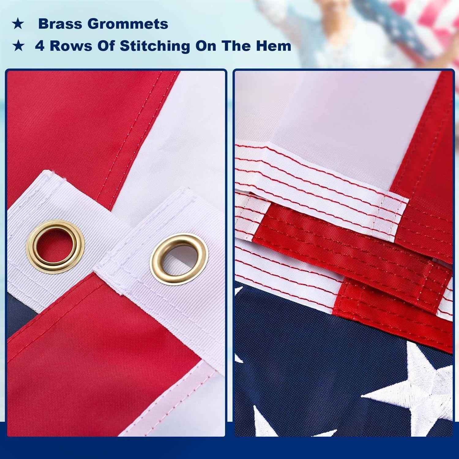 Vipper American Flag 3x5 Ft Outdoor Usa Heavy Duty Nylon US Flags with Embroidered Stars, Sewn Stripes and Brass Grommets - Image 3