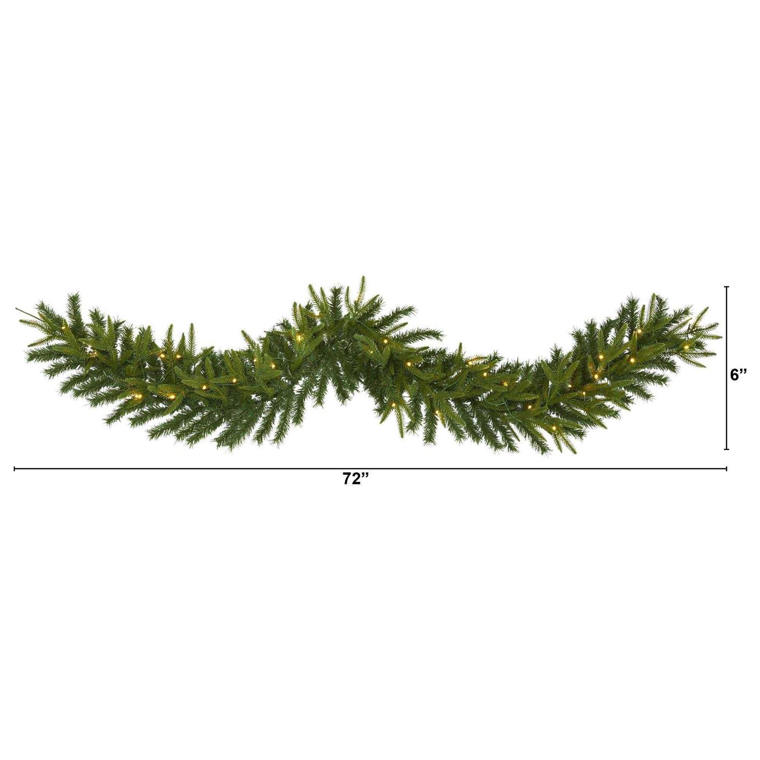 Christmas Pine Artificial Garland LED Lights Nearly Natural - Image 4