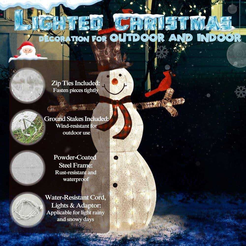 Veikous 5 ft. Warm LED Snowman Christmas - Image 3
