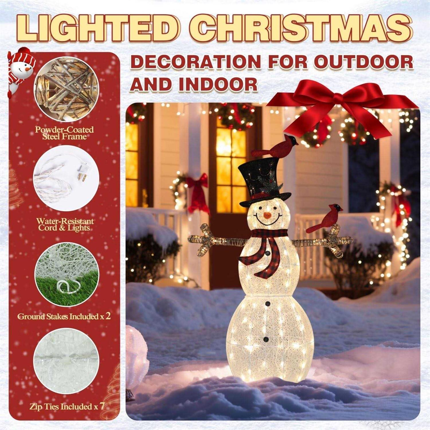 Veikous 5 ft. Warm LED Snowman Christmas - Image 4