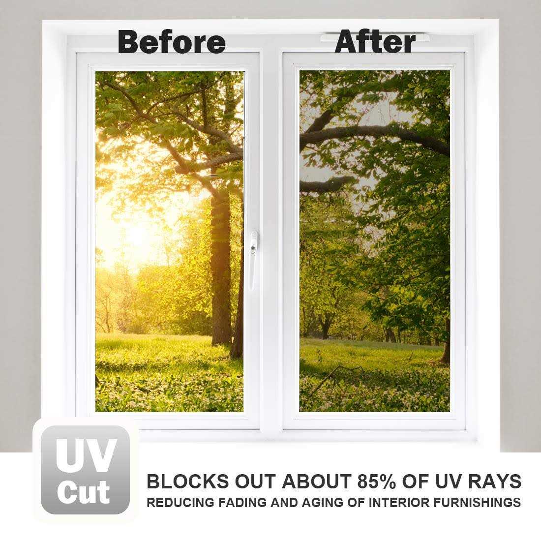 WPCTEV Window Film One Way Mirror Film Daytime Privacy Static Non-Adhesive Decorative Heat Control Anti UV Window Tint for Home and Office - Image 5