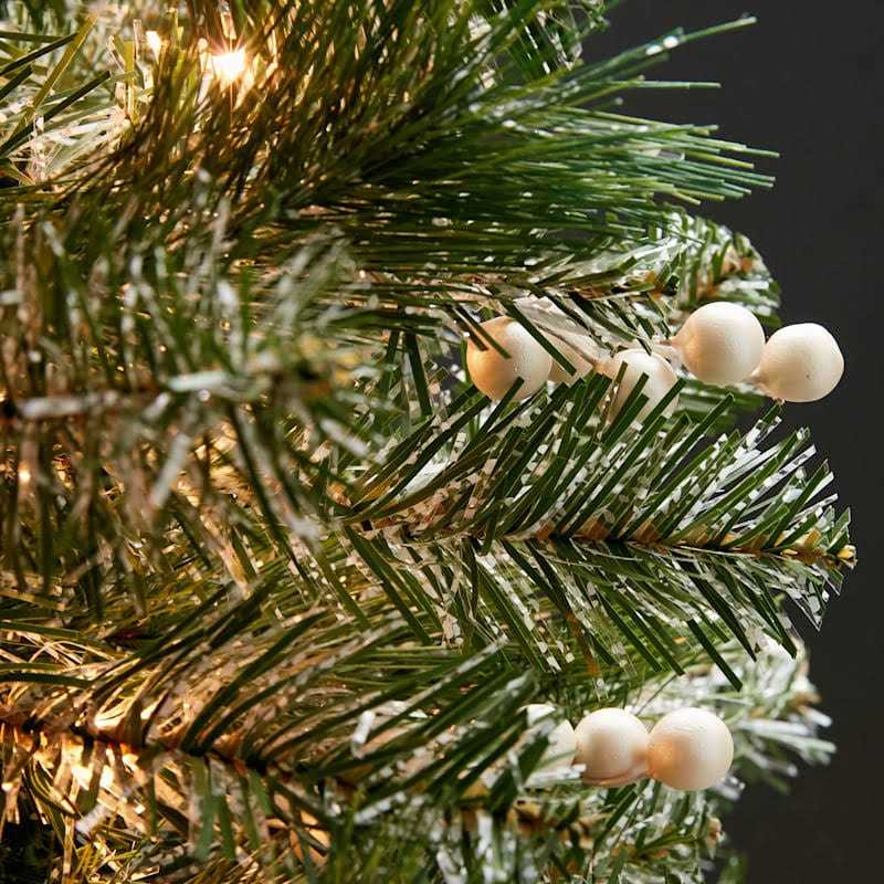 At Home Pre-Lit 5-Piece Frosted Pine Entryway Trees with Garland & Wreath - Image 3