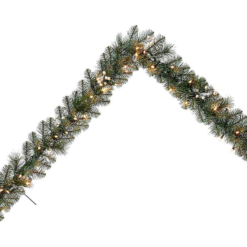 At Home Pre-Lit 5-Piece Frosted Pine Entryway Trees with Garland & Wreath - Image 4