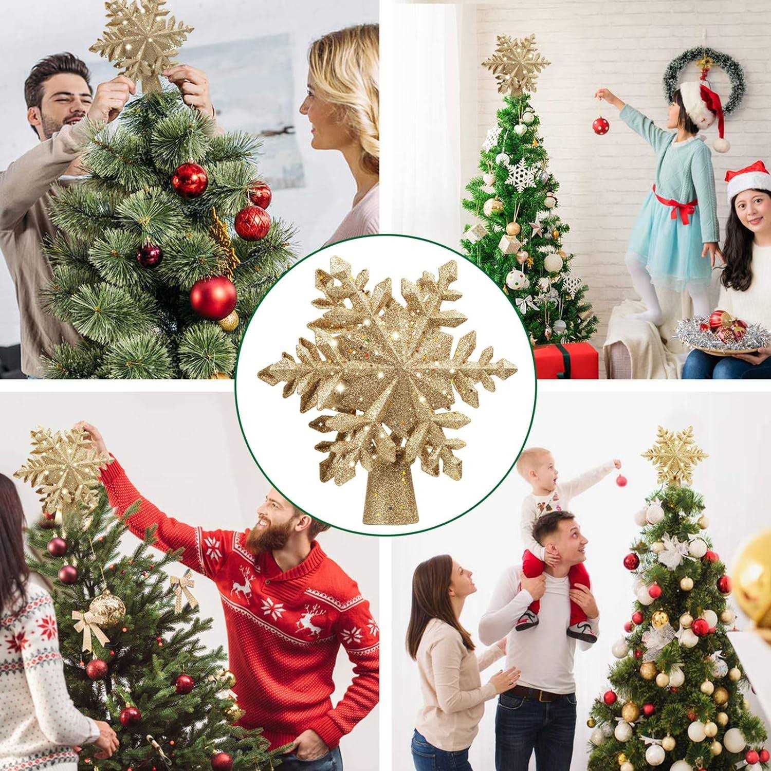 DG-Direct Christmas Tree Topper Lighted with Golden Snowflake Projector - Image 4