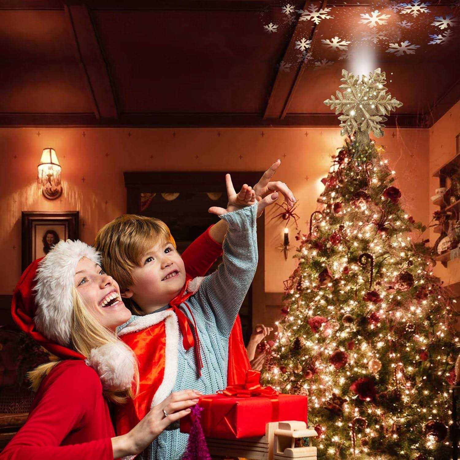 DG-Direct Christmas Tree Topper Lighted with Golden Snowflake Projector - Image 5