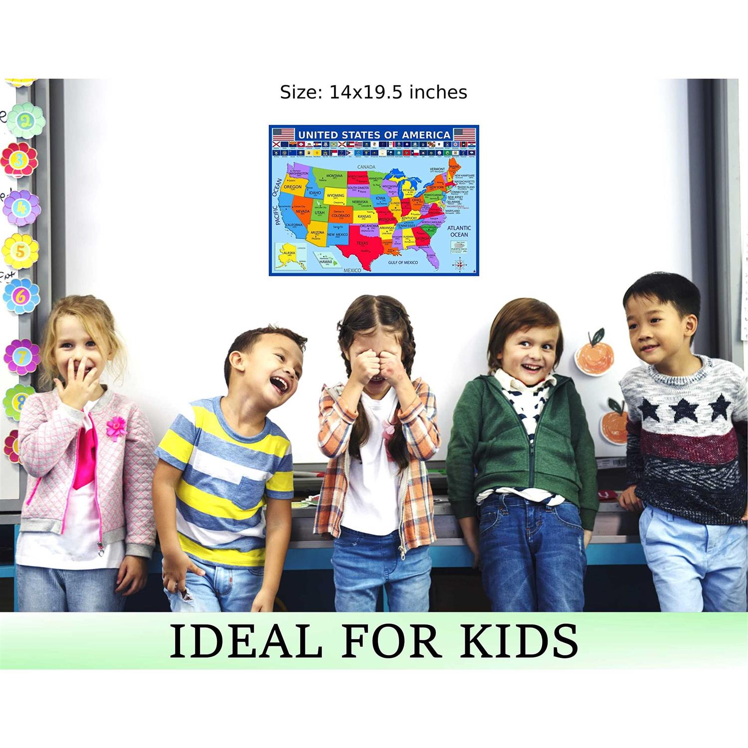 United States Map with State Flags Poster Laminated 14x19.5 - Image 3