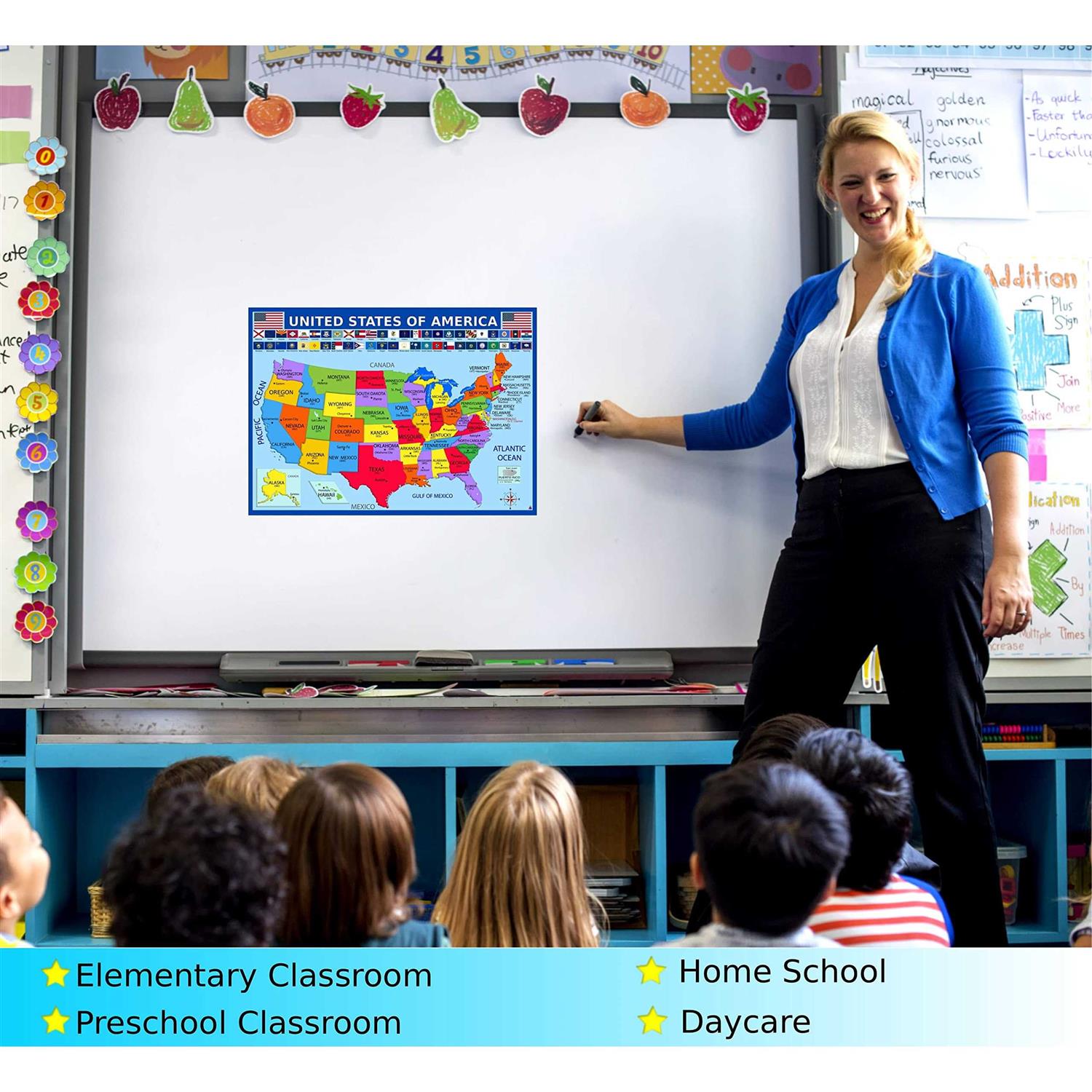 United States Map with State Flags Poster Laminated 14x19.5 - Image 5