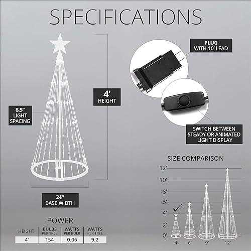 Wintergreen Lighting 14-Function LED Light Show Cone Christmas Tree - Image 4