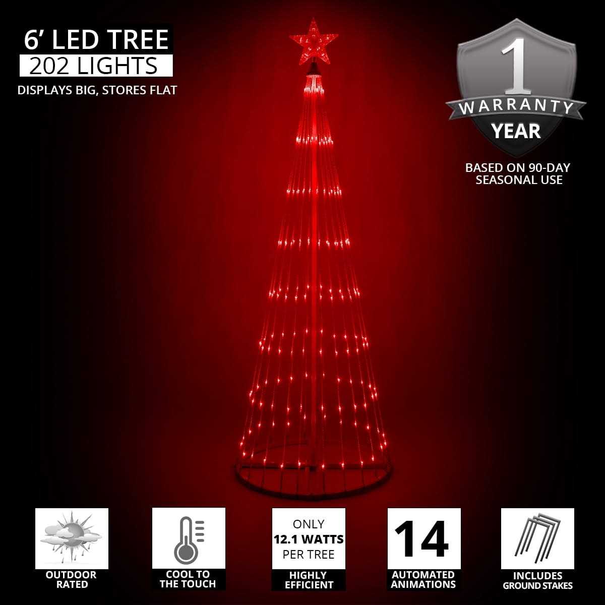 Wintergreen Lighting 14-Function LED Light Show Cone Christmas Tree - Image 5