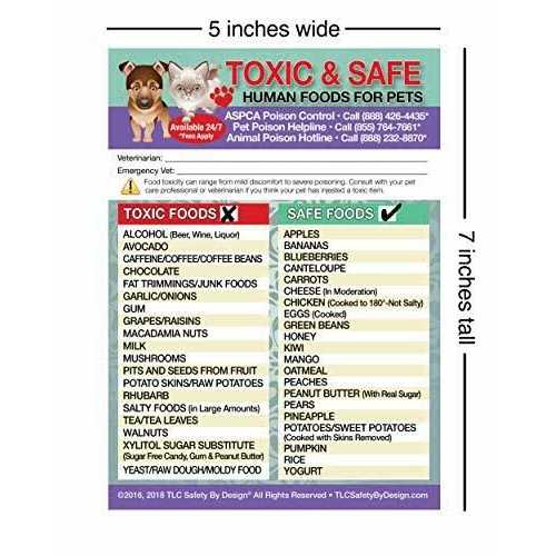 Tlc Safety By Design 5.5” x 8.5” Toxic Harmful and Safe Foods for Pets Fridge Safety Magnet Dogs Cats Poison Emergency Veterinarian Approved - Image 3