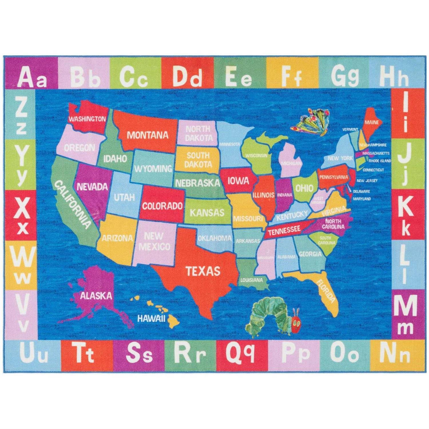 Eric Carle Elementary USA Map Kids Area Rug - Image 4