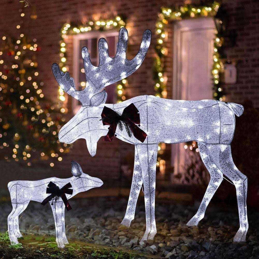 Veikous White LED Moose Christmas Holiday Yard Decoration - Image 3