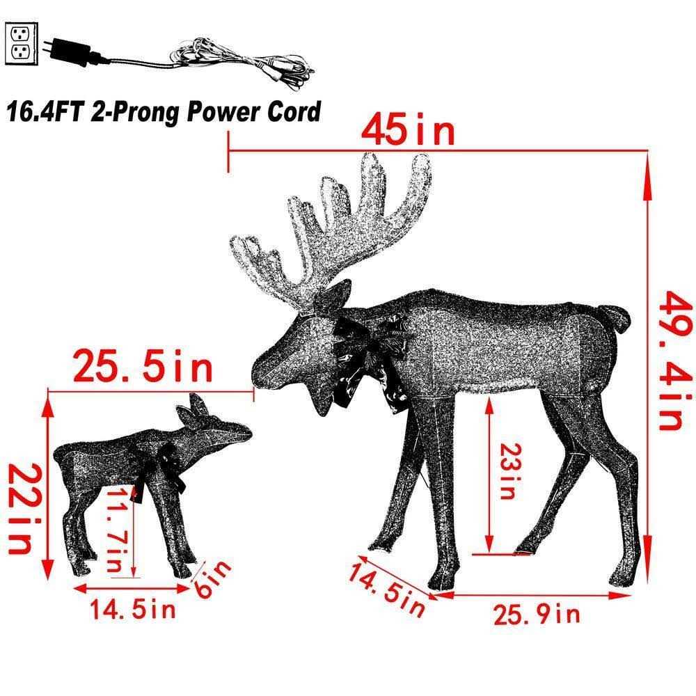 Veikous White LED Moose Christmas Holiday Yard Decoration - Image 5