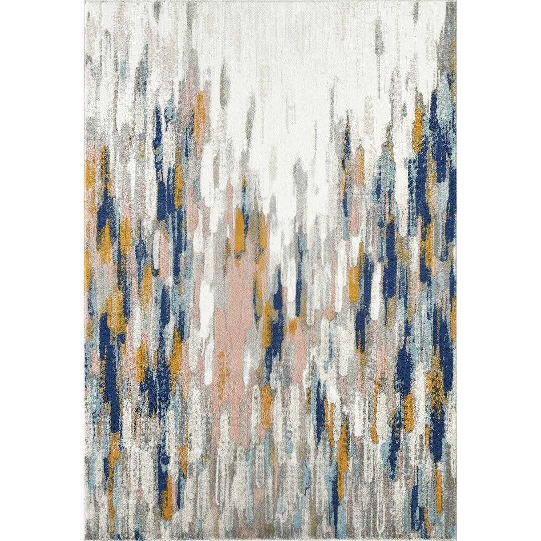 Seldovia Abstract Orange/Blue Area Rug Wrought Studio Rug - Image 3