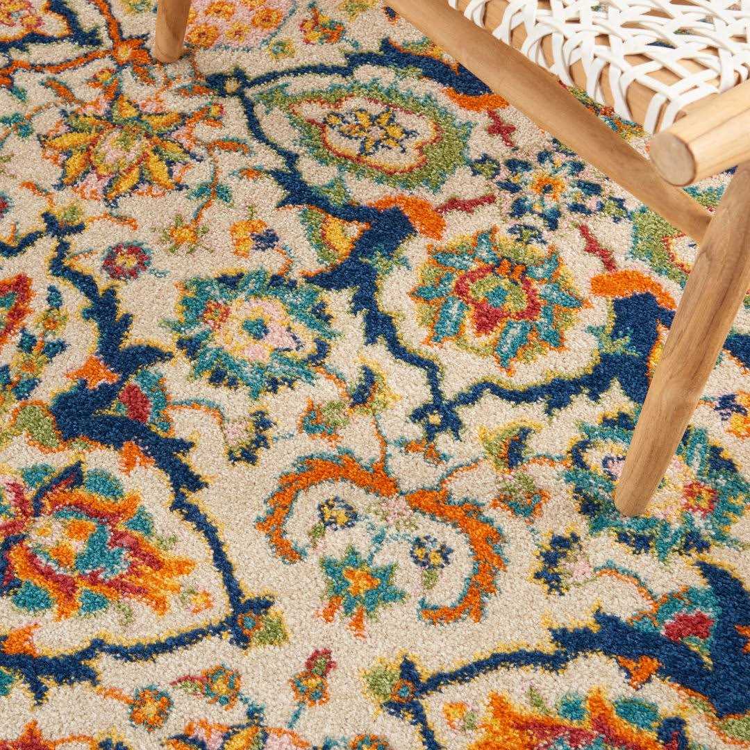 Whitingham Oriental Beige/Blue/Orange Area Rug Bungalow Rose Rug - Image 3