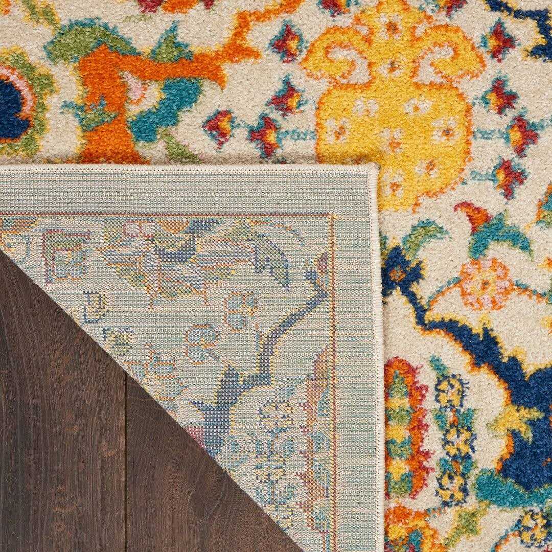 Whitingham Oriental Beige/Blue/Orange Area Rug Bungalow Rose Rug - Image 4