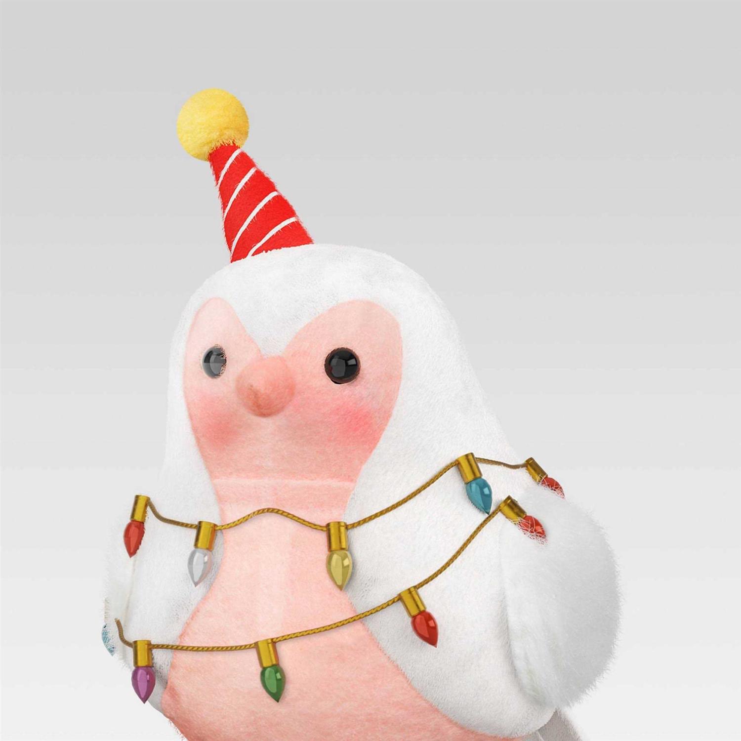 Featherly Friends 6.5 Fabric Bird Christmas Figurine with String Lights Wondershop Named Tinsel - Image 4