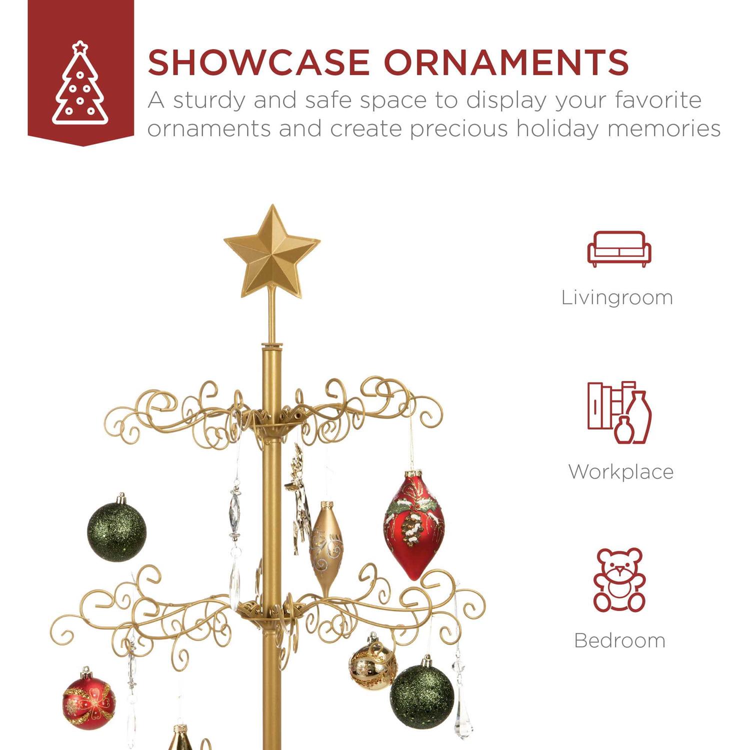Best Choice Products 3ft Wrought Iron Ornament Display Christmas Tree w/ Easy Assembly - Image 4