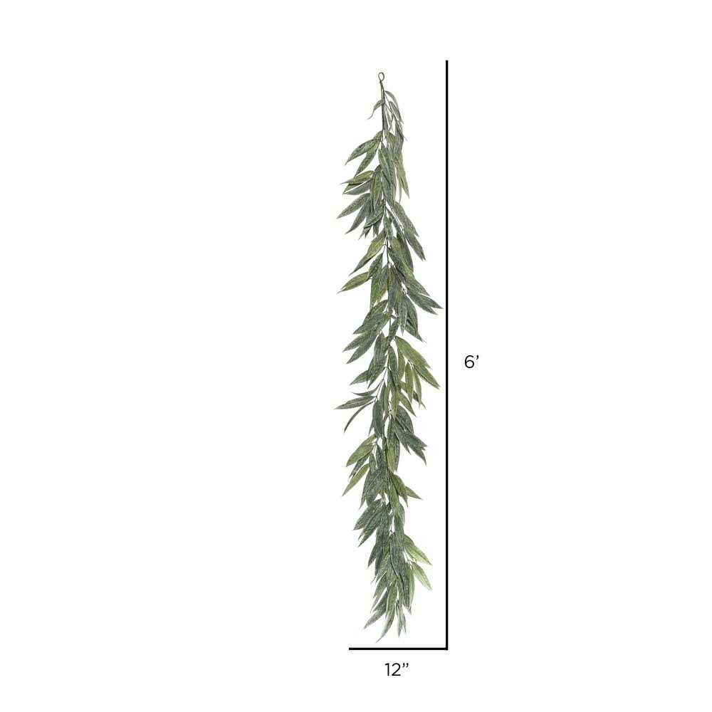 Vickerman 6' Green Muddy White Willow Garland - Image 3