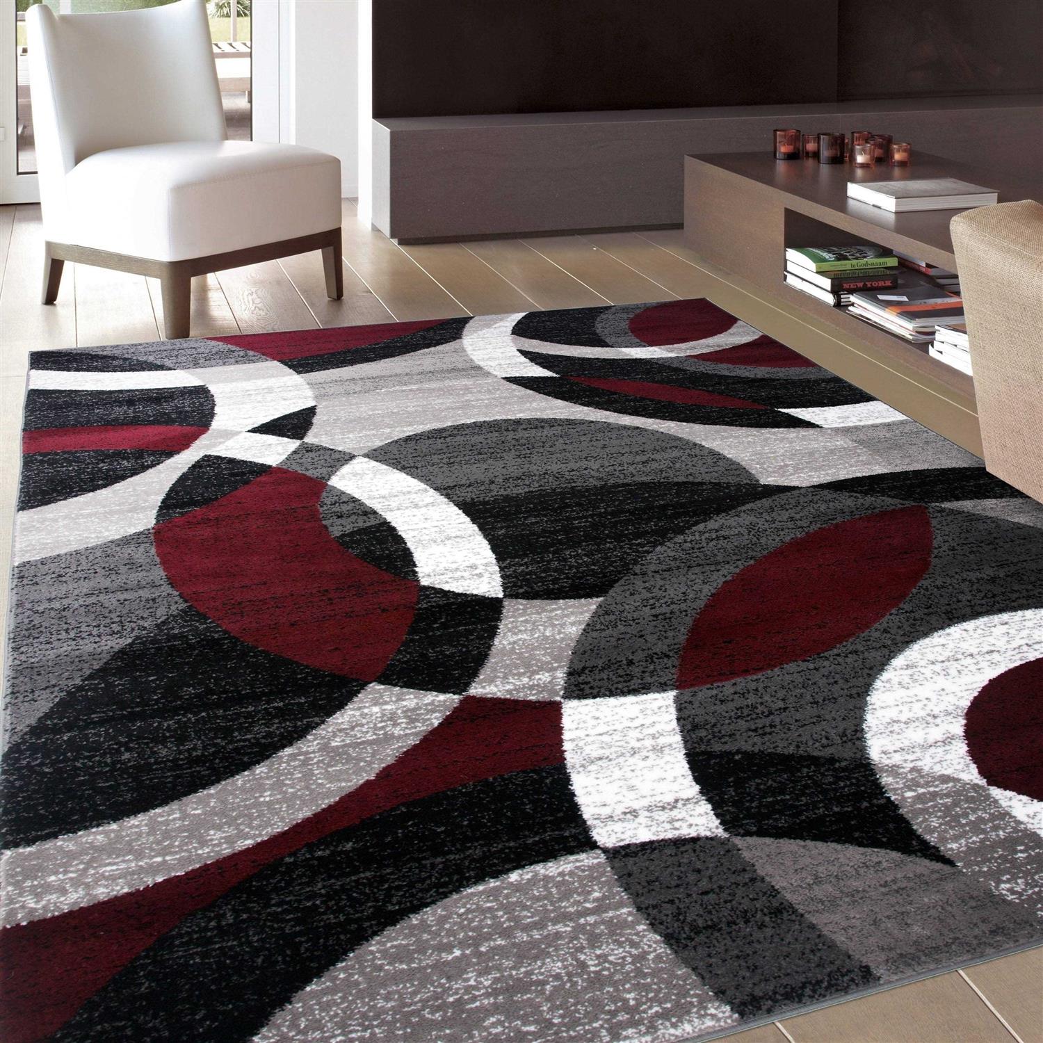 World Rug Gallery Contemporary Modern Circles Abstract Area Rug - Image 4
