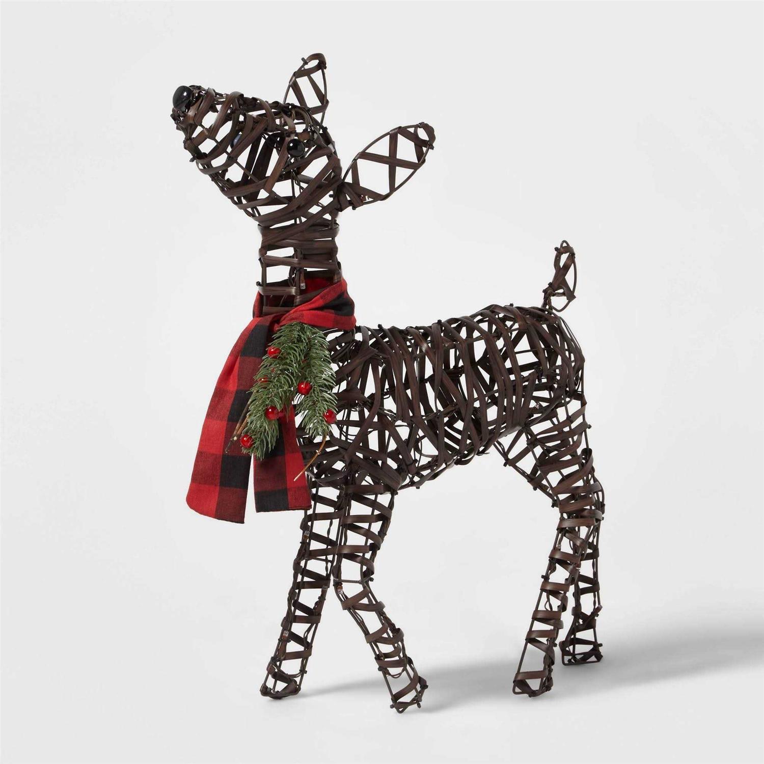 Wondershop 24 Faux Rattan Fawn LED Christmas Novelty Sculpture Light - Image 3
