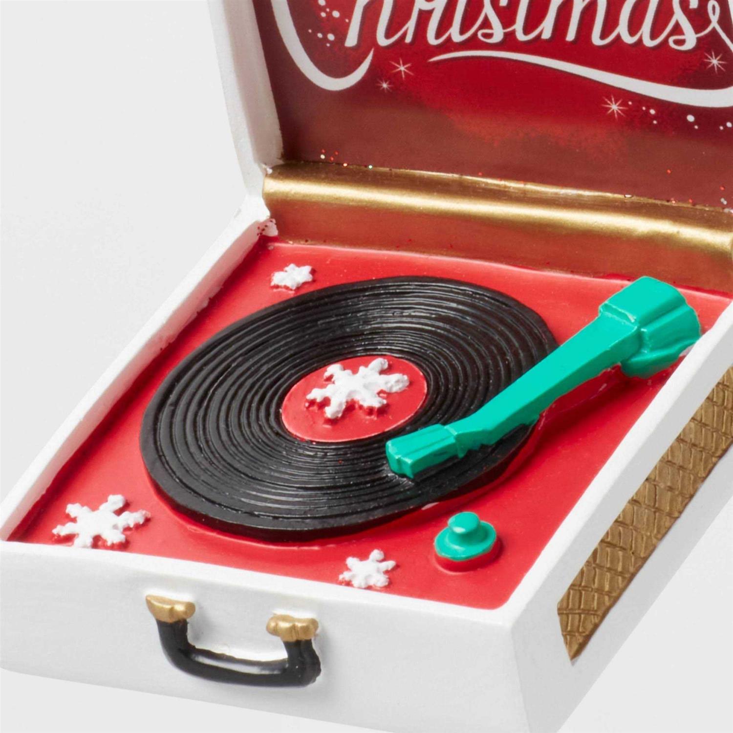 Wondershop 'Merry Christmas' Record Player Christmas Tree Ornament White/Red - Image 3