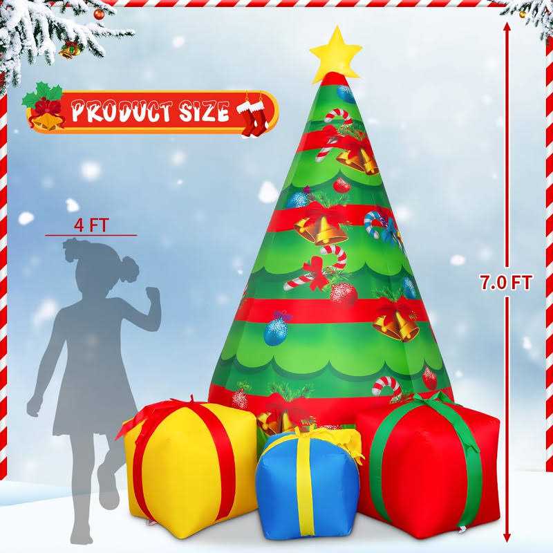 COMIN 7 FT Christmas Inflatables Tree Outdoor Decorations Blow Up Yard Gift Box with Built-in LEDs for Indoor Party Garden Lawn Decor - Image 4