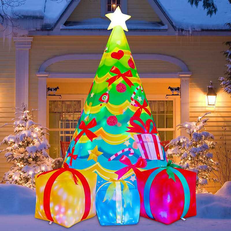 COMIN 7 FT Christmas Inflatables Tree Outdoor Decorations Blow Up Yard Gift Box with Built-in LEDs for Indoor Party Garden Lawn Decor - Image 4