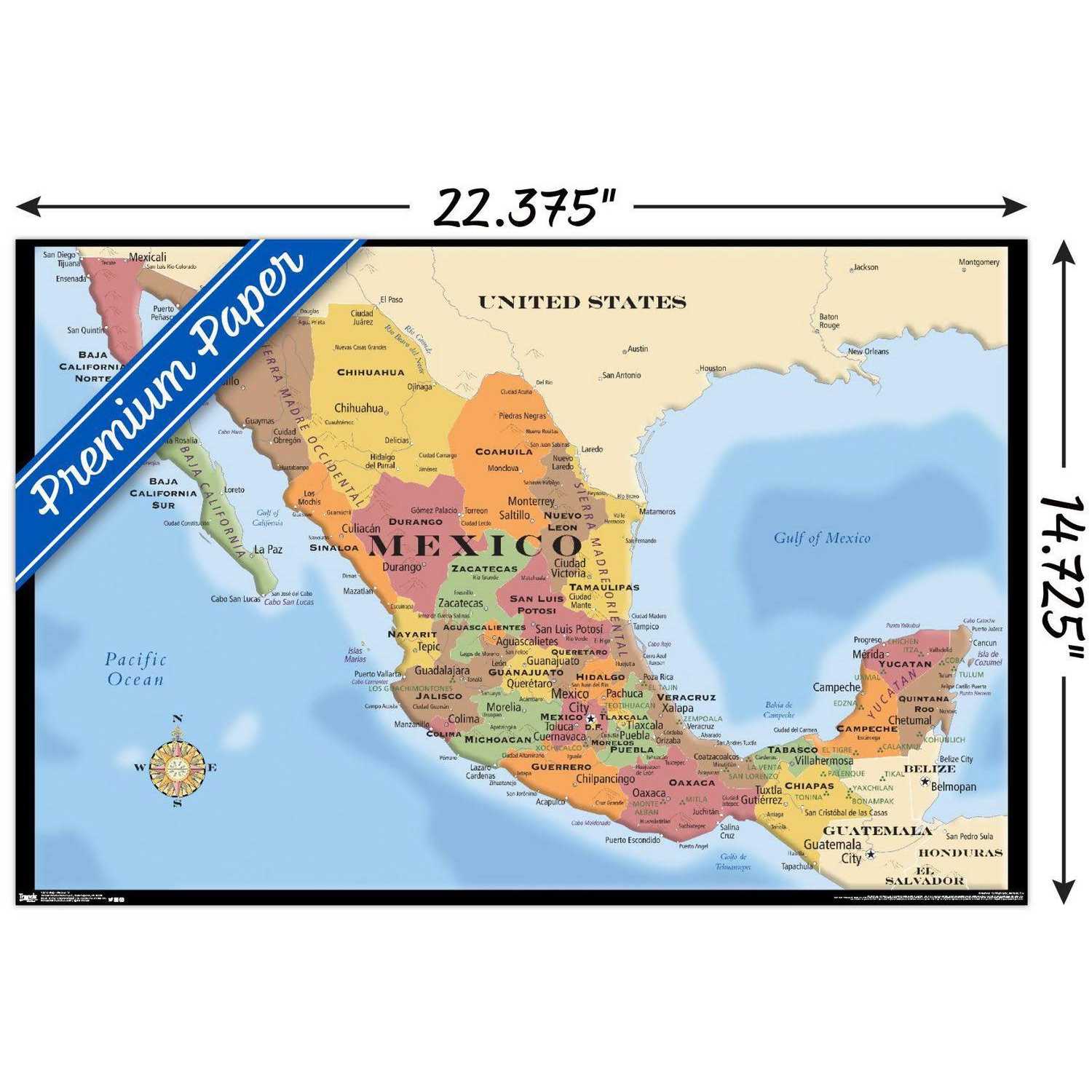 Trends International Map Mexico Wall Poster - Image 3