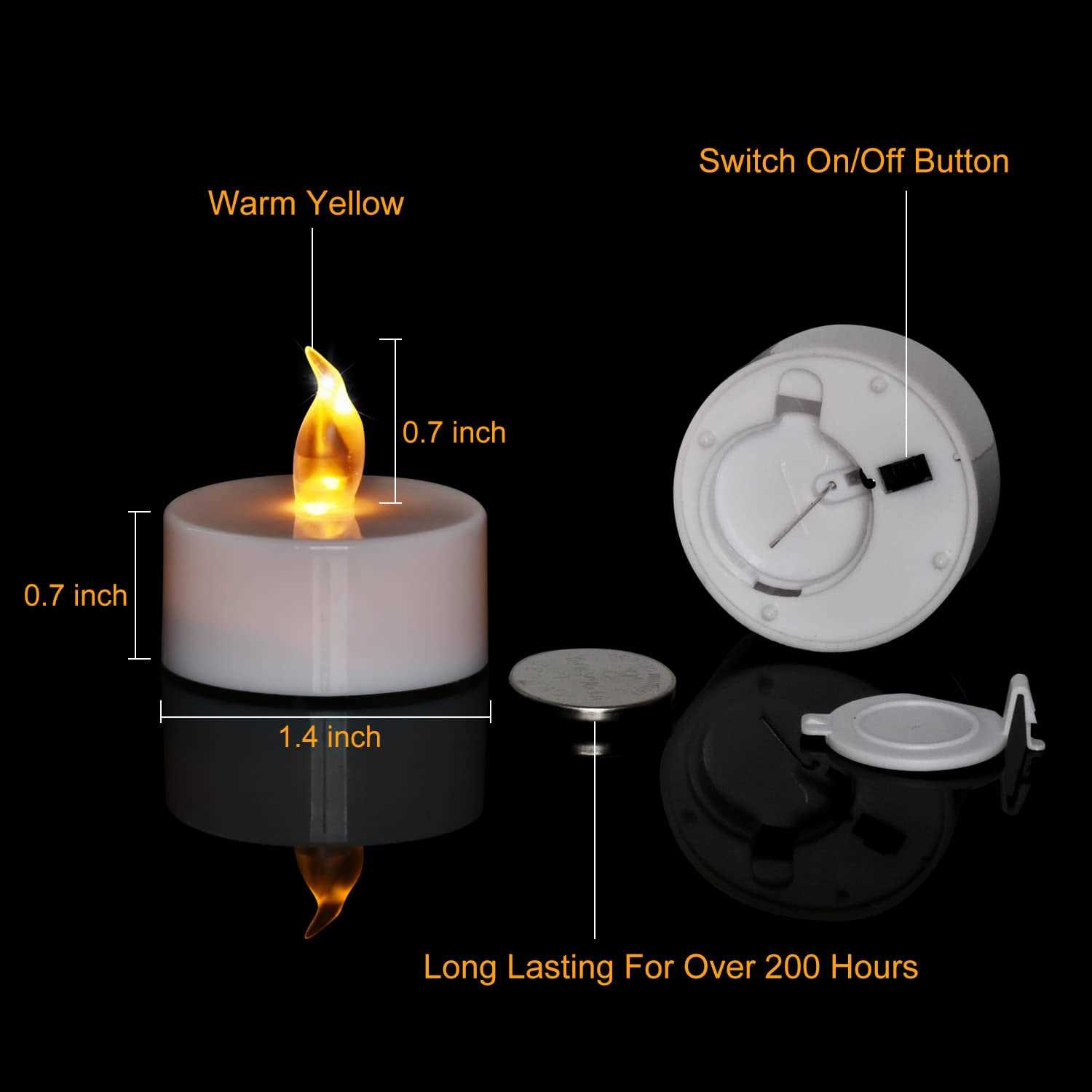 Brigle LED Tea Lights Battery-Powered Tea Lights Flameless Candles Warm White 24 Pack Wedding Lights for Home Decoration - Image 4